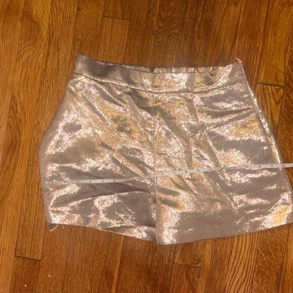 Maje Ilur Metallic High-rise Silk-blend Shorts Size 8 / FR 40 gold metallic - Picture 5 of 11